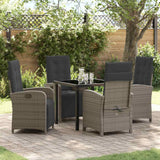 vidaXL Garden Dining Set with Cushions 3 pcs Black Poly Rattan