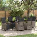 vidaXL Garden Dining Set with Cushions 3 pcs Black Poly Rattan