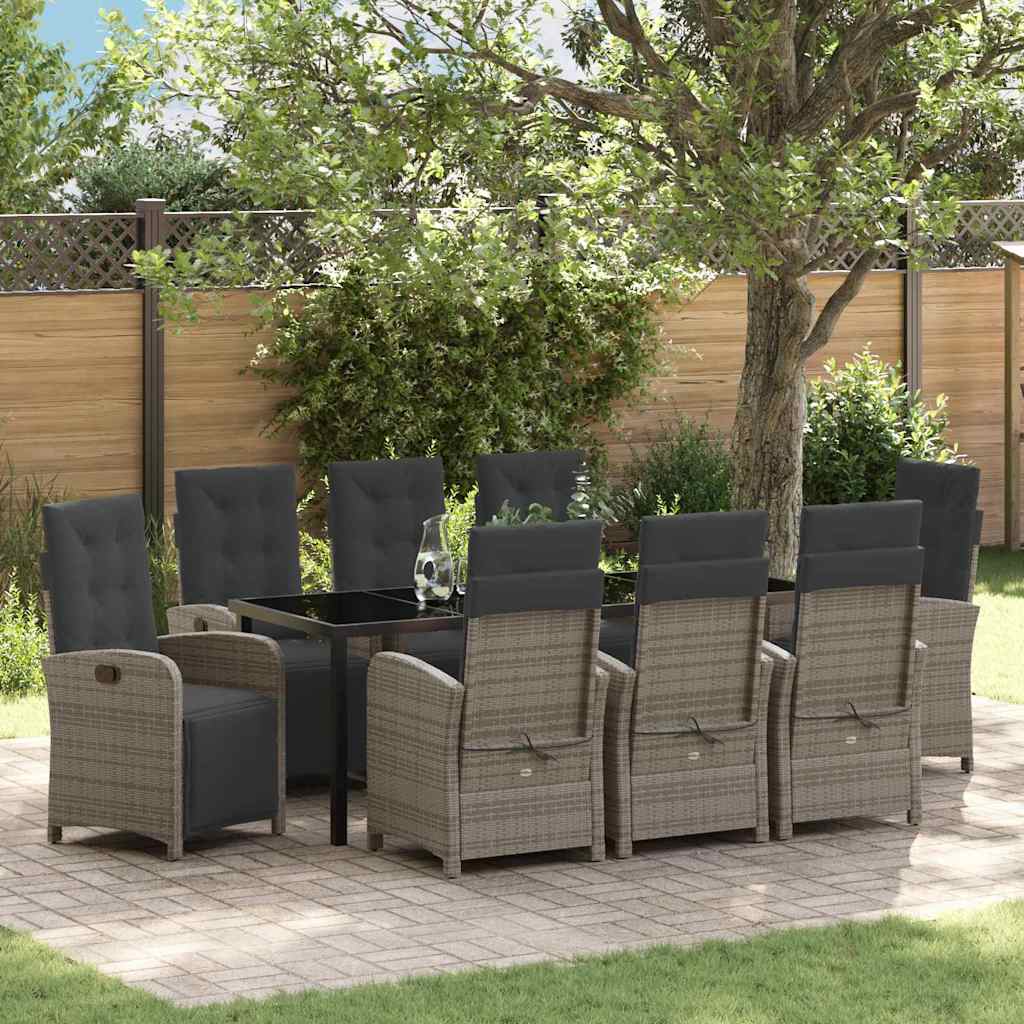 vidaXL Garden Dining Set with Cushions 3 pcs Black Poly Rattan