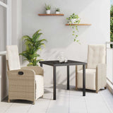 vidaXL Garden Dining Set with Cushions 3 pcs Black Poly Rattan