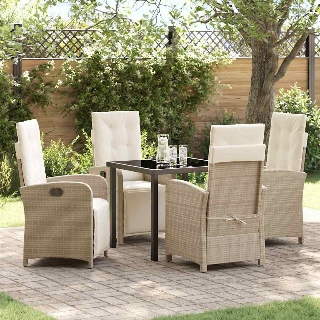 vidaXL Garden Dining Set with Cushions 3 pcs Black Poly Rattan