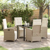 vidaXL Garden Dining Set with Cushions 3 pcs Black Poly Rattan