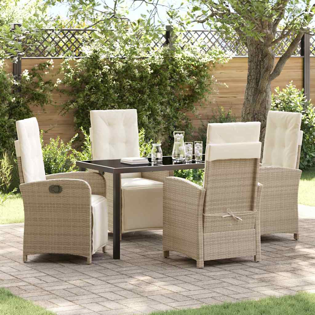 vidaXL Garden Dining Set with Cushions 3 pcs Black Poly Rattan
