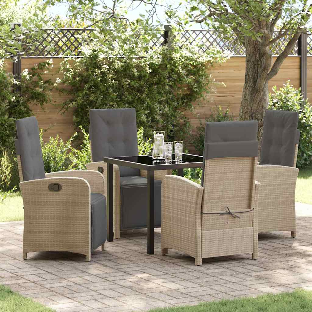vidaXL Garden Dining Set with Cushions 3 pcs Black Poly Rattan