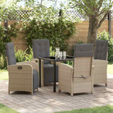 vidaXL Garden Dining Set with Cushions 3 pcs Black Poly Rattan