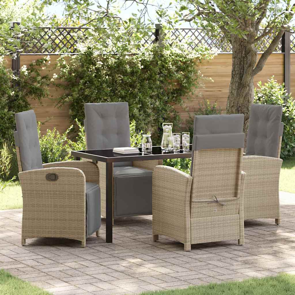 vidaXL Garden Dining Set with Cushions 3 pcs Black Poly Rattan