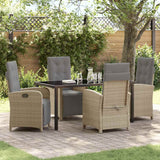 vidaXL Garden Dining Set with Cushions 3 pcs Black Poly Rattan