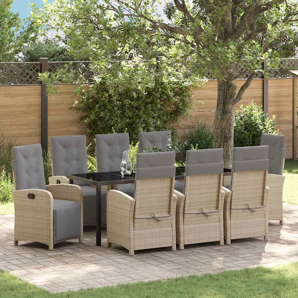 vidaXL Garden Dining Set with Cushions 3 pcs Black Poly Rattan