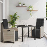vidaXL Garden Dining Set with Cushions 3 pcs Black Poly Rattan