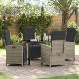 vidaXL Garden Dining Set with Cushions 3 pcs Black Poly Rattan