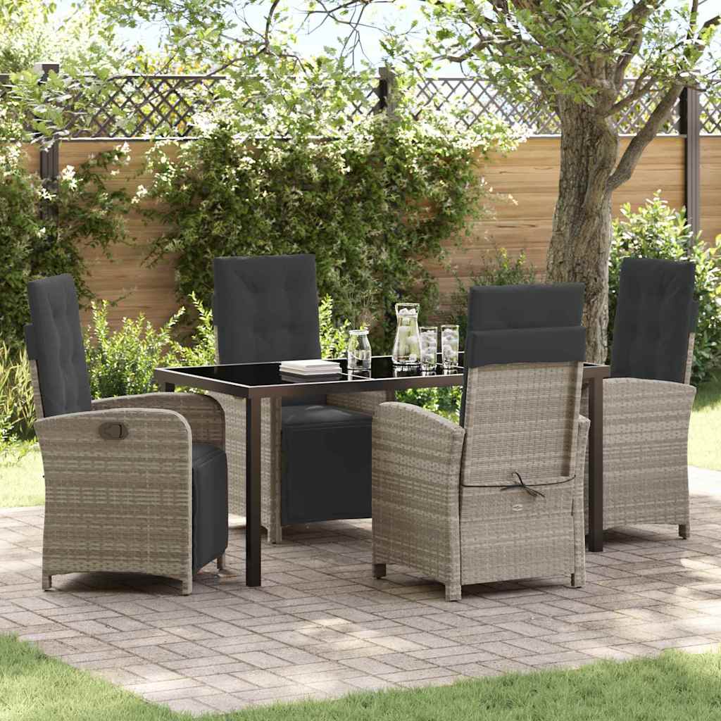 vidaXL Garden Dining Set with Cushions 3 pcs Black Poly Rattan