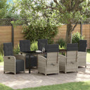vidaXL Garden Dining Set with Cushions 3 pcs Black Poly Rattan