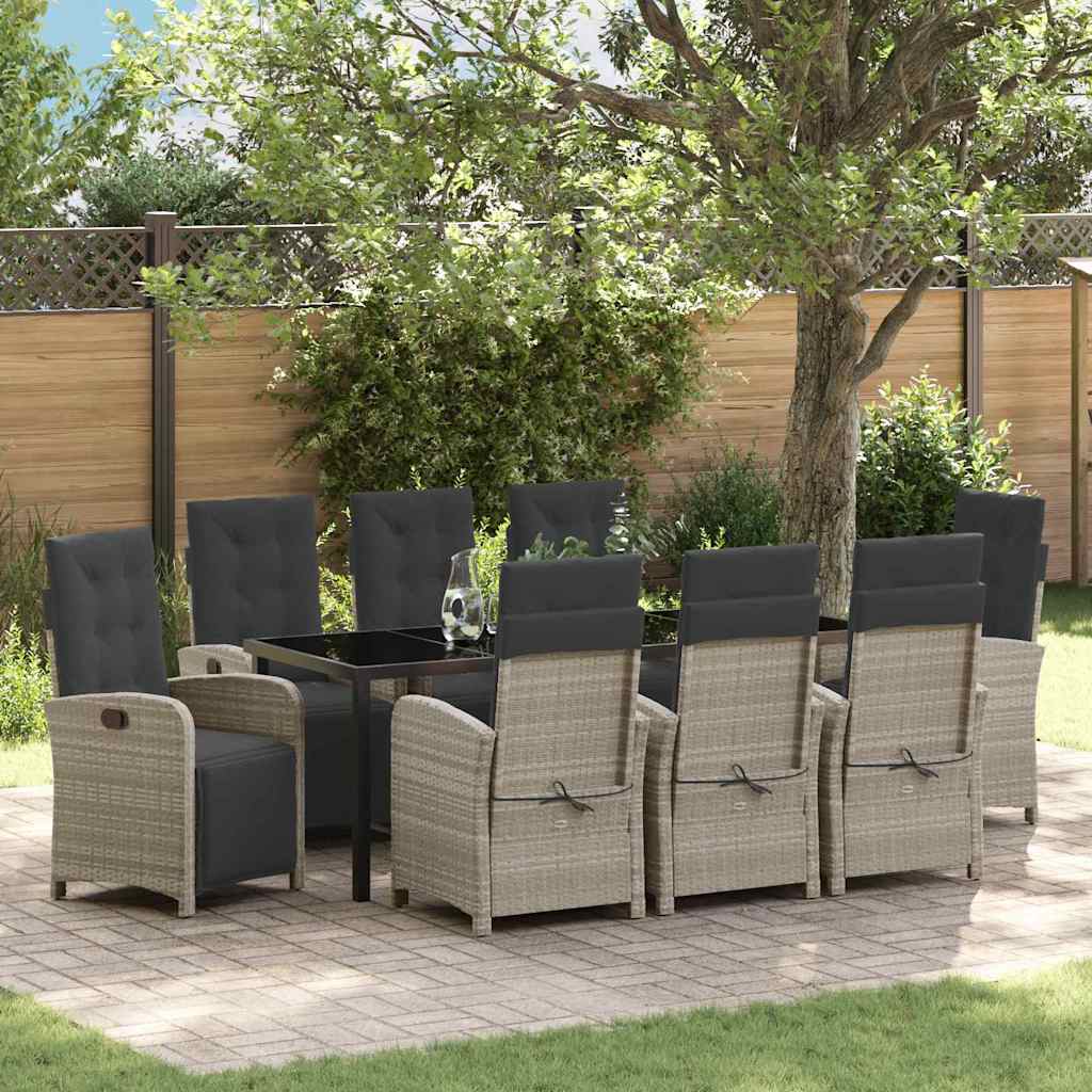 vidaXL Garden Dining Set with Cushions 3 pcs Black Poly Rattan