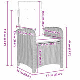 vidaXL Tuin Eettafel Set met kussen 3 pcs Grijs poly rattan