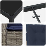 vidaXL Tuin Eettafel Set met kussen 3 pcs Grijs poly rattan