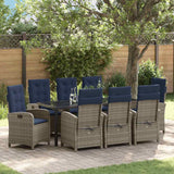 vidaXL Tuin Eettafel Set met kussen 3 pcs Grijs poly rattan