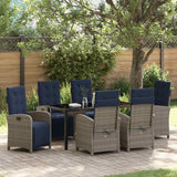 vidaXL Tuin Eettafel Set met kussen 3 pcs Grijs poly rattan