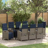 vidaXL Tuin Eettafel Set met kussen 3 pcs Grijs poly rattan