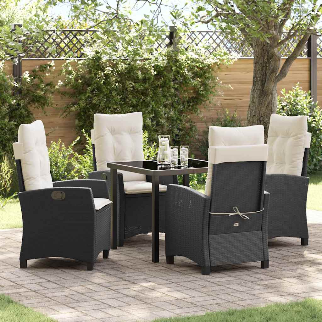 vidaXL Garden Dining Set with Cushions 3 pcs Black Poly Rattan