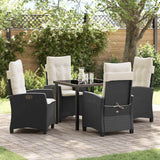 vidaXL Garden Dining Set with Cushions 3 pcs Black Poly Rattan