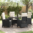 vidaXL Garden Dining Set with Cushions 3 pcs Black Poly Rattan