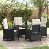 vidaXL Garden Dining Set with Cushions 3 pcs Black Poly Rattan