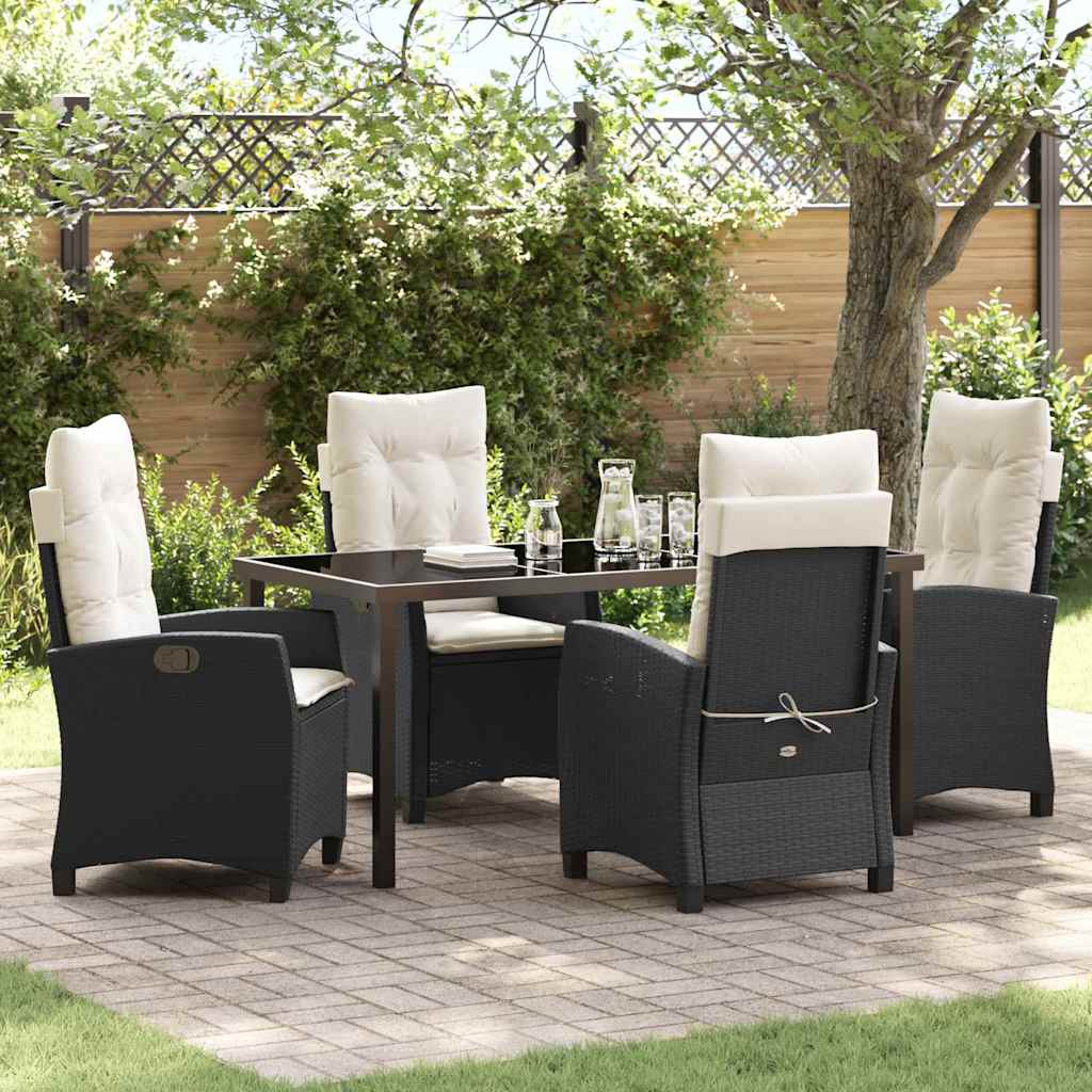 vidaXL Garden Dining Set with Cushions 3 pcs Black Poly Rattan
