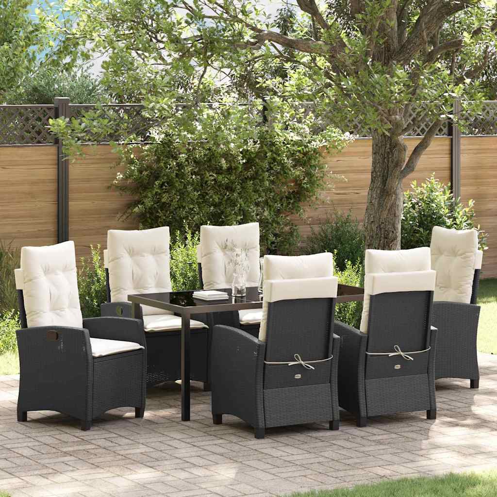 vidaXL Garden Dining Set with Cushions 3 pcs Black Poly Rattan