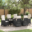 vidaXL Garden Dining Set with Cushions 3 pcs Black Poly Rattan