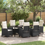 vidaXL Garden Dining Set with Cushions 3 pcs Black Poly Rattan