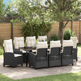 vidaXL Garden Dining Set with Cushions 3 pcs Black Poly Rattan