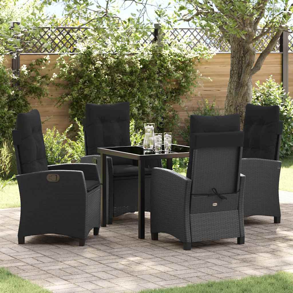 vidaXL Garden Dining Set with Cushions 3 pcs Black Poly Rattan