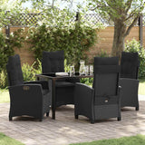 vidaXL Garden Dining Set with Cushions 3 pcs Black Poly Rattan