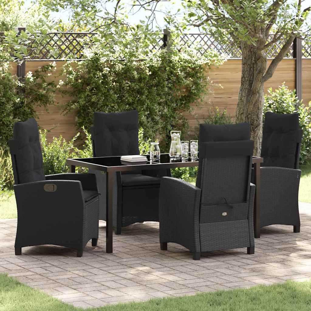 vidaXL Garden Dining Set with Cushions 3 pcs Black Poly Rattan