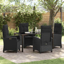 vidaXL Garden Dining Set with Cushions 3 pcs Black Poly Rattan