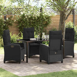 vidaXL Garden Dining Set with Cushions 3 pcs Black Poly Rattan