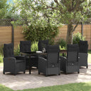 vidaXL Garden Dining Set with Cushions 3 pcs Black Poly Rattan