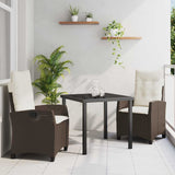 vidaXL Garden Dining Set with Cushions 3 pcs Black Poly Rattan