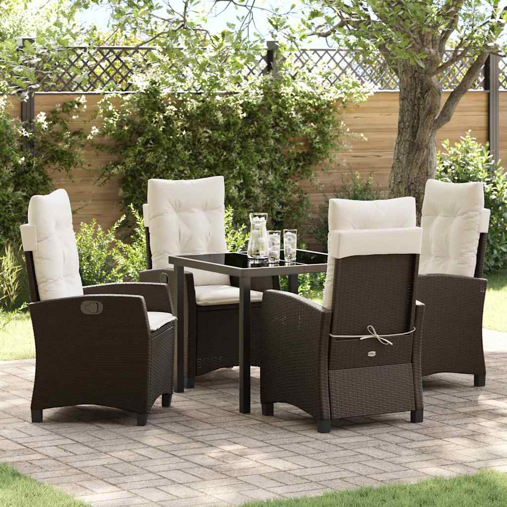 vidaXL Garden Dining Set with Cushions 3 pcs Black Poly Rattan