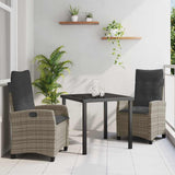 vidaXL Garden Dining Set with Cushions 3 pcs Black Poly Rattan