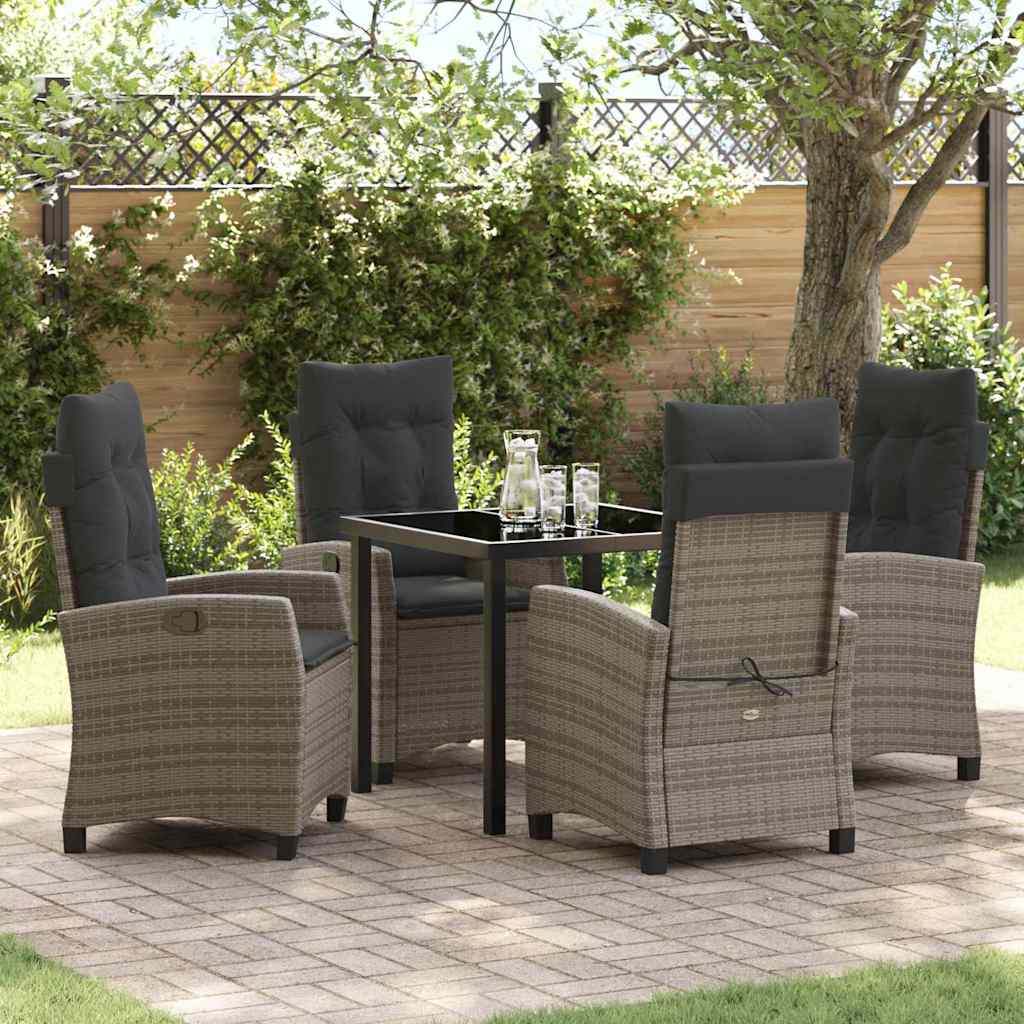 vidaXL Garden Dining Set with Cushions 3 pcs Black Poly Rattan