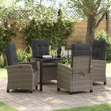 vidaXL Garden Dining Set with Cushions 3 pcs Black Poly Rattan