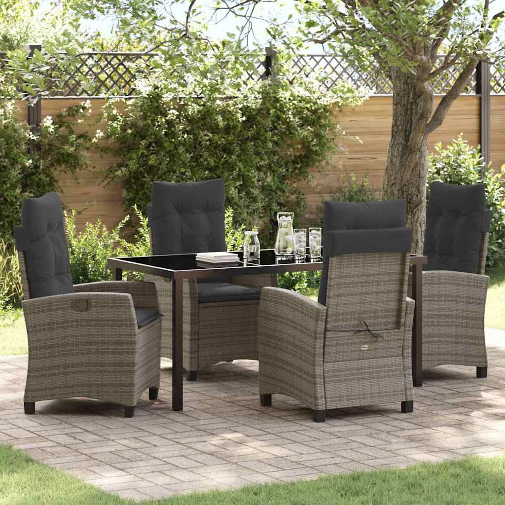 vidaXL Garden Dining Set with Cushions 3 pcs Black Poly Rattan