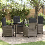 vidaXL Garden Dining Set with Cushions 3 pcs Black Poly Rattan