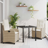 vidaXL Garden Dining Set with Cushions 3 pcs Black Poly Rattan