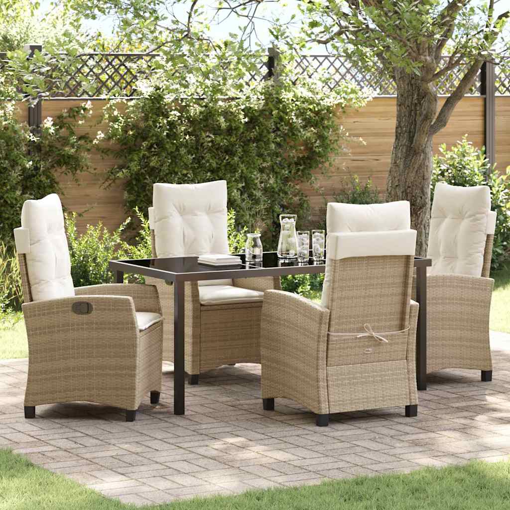 vidaXL Garden Dining Set with Cushions 3 pcs Black Poly Rattan