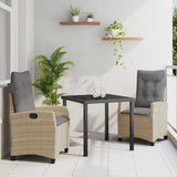 vidaXL Garden Dining Set with Cushions 3 pcs Black Poly Rattan