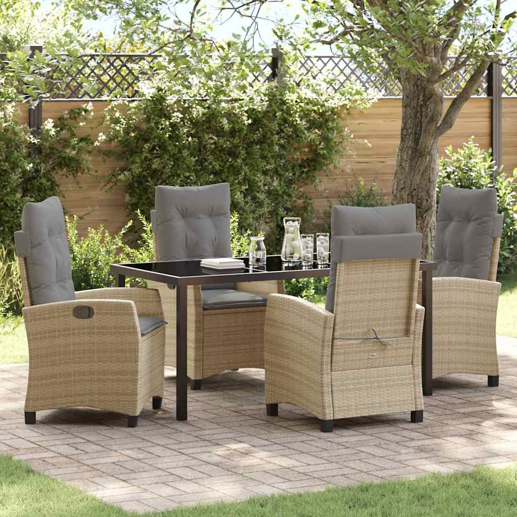 vidaXL Garden Dining Set with Cushions 3 pcs Black Poly Rattan