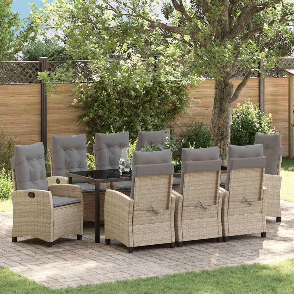 vidaXL Garden Dining Set with Cushions 3 pcs Black Poly Rattan