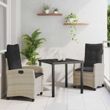 vidaXL Garden Dining Set with Cushions 3 pcs Black Poly Rattan
